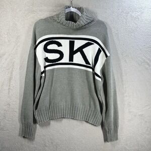 ELAN SKI Sweater Gray Turtleneck Women's Size L Cotton